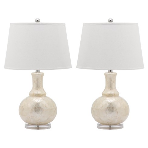 Shelley White Capiz Shell Gourd Table Lamp Set Of 2 White