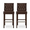 High Bar Stool Set Of 2,Armless Upholstered Bar Stool ,Kitchen Chairs With Wood Legs Footrest,Counter Reception Chair Tufted Back-Cuddlewood - 3 of 4