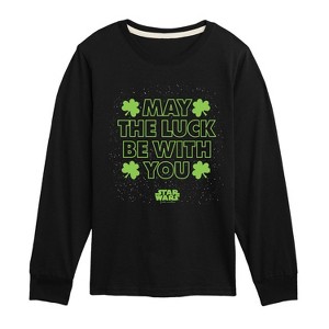 Boys' - Star Wars - St. Patricks Day May Luck Be With You Long Sleeve Graphic T-Shirt - 1 of 4