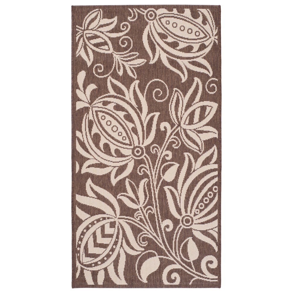 2'7inX5' Gori Outdoor Rug Chocolate/Natural - Safavieh