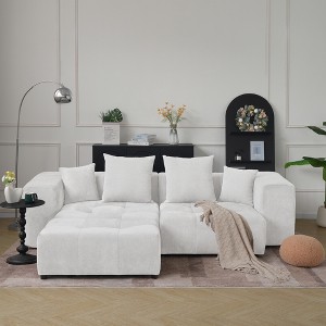 WJShome 104" L Shaped Sectional Couch,Modern Modular Sofa with Ottoman,Linen Deep Loveseat with Pillows Couches for Home and Apartment - 1 of 4