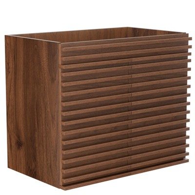 APRILSOUL Bathroom Vanity, Mid-Century Wall Mounted Floating Cabinet with 2 Closing Doors, Wood Grain Texture, Walnut