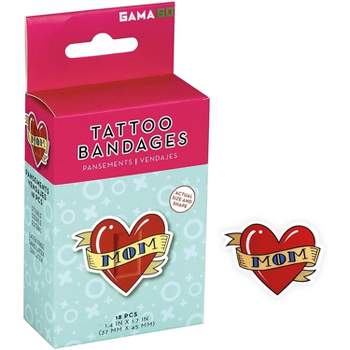 Gamago Mom Tattoo Bandages | Set of 18 Individually Wrapped Self Adhesive Bandages