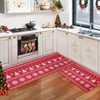 Christmas Tree Striped Floor Mat Set – Holiday Decor. Washable, Soft, Thin, Non-Shedding; 2-Piece Xmas Decor for Living Room & Kitchen - 3 of 4