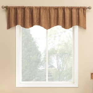 1pc 50"x18" Sun Zero Bronte Floral Jacquard 100% Blackout Rod Pocket Curtain Valance Terracotta - 1 of 4
