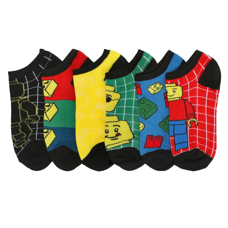 Lego Bricks & Minifigs Youth 6-Pack Ankle Socks, 1 of 7