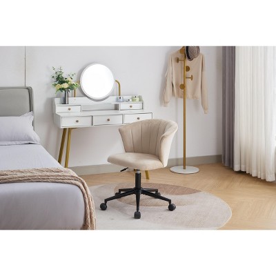 CAVINAS Velvet Swivel Office Chair with Wide Backrest,Luxurious Computer Chair with Metal Base for Home,Office,Bedroom