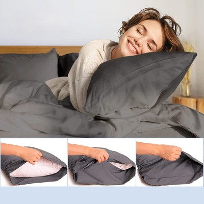 Dark Gray Satin Silk King Pillowcase Set