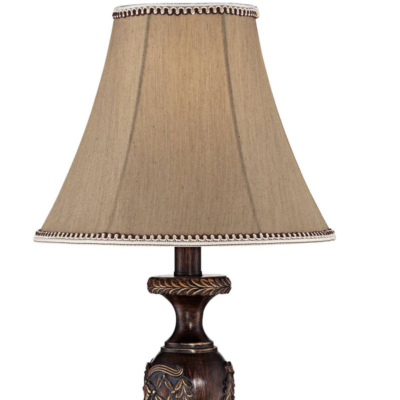 Regency Hill Traditional Vintage Table Lamp 23 1/2" Tall with Dimmer Warm Bronze Candlestick Bell Shade for Bedroom Living Room House Home Bedside, 2 of 7
