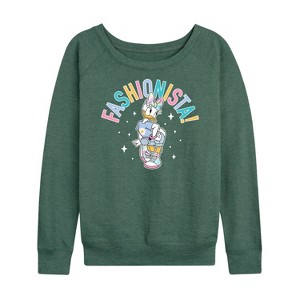 Women's - Disney - Fashionista Lightweight French Terry Wide Neck Long Sleeve Shirt - 1 of 4