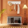 FUFU&GAGA White Coat Rack Shoe Bench Set Wall Mount Hall Tree - 3 of 4