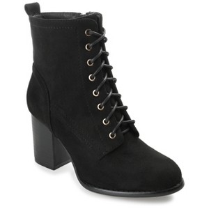 Journee Womens Baylor Lace Up Stacked Heel Booties - 1 of 4