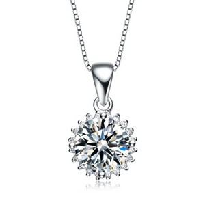 Guili Sterling Silver Pendant with White or Blue Cubic Zirconia—A Striking and Elegant Piece, Perfect for Any Occasion. - 1 of 3