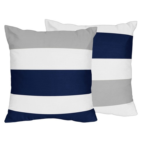 Navy Gray Stripe Throw Pillow Sweet Jojo Designs Target