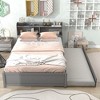 Twin/Full Bed With Trundle, Twin/Full Platform Bed Frame With Headboard Bookcase And Storage Shelves For Bedroom, No Box Spring Needed - 2 of 4