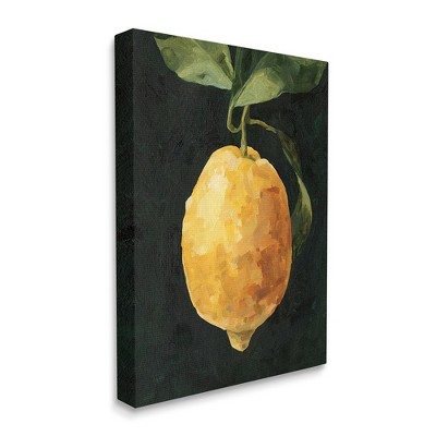 Stupell Industries Abstract Yellow Lemon on Vine Pop over Black