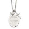 Chisel Stainless Steel Polished French Serenity Prayer with Cubic Zirconia Cross and Angel Pendants on an 18" Plus a 2" Extension Cable Chain Necklace - 2 of 4