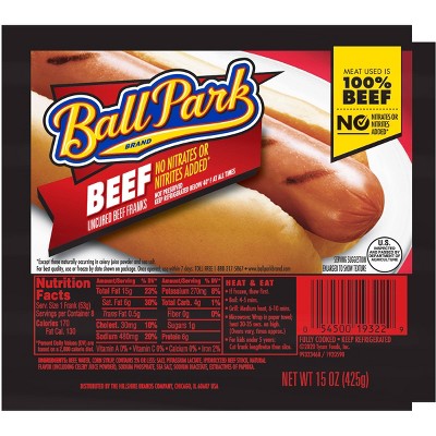 Ball Park Uncured Beef Franks - 15oz/8ct