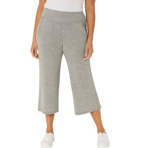 Catherines Women's Plus Size Impossibly Soft Wide Leg Capri - 1 of 4