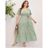 Women's Plus Size V-Neck Maxi Dress: Flowy Boho Elegance for Vacations & Garden Soirees Dress - 4 of 4