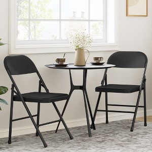 All-Steel Folding Chairs with Backrest, Heavy Duty Metal Foldable Dining Chair Set, Hold Up to 350 LBS, Portable Chair for Indoor & Outdoor Events - 1 of 4