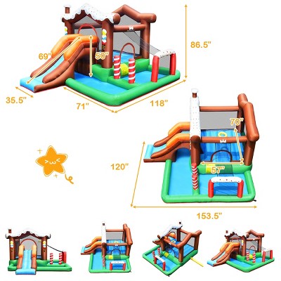 Colorful Inflatable Bounce House with Slide and Ball Pit