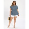 Women's Plus Size Striped Crew Neck Raglan Sleeve Loose Summer Casual Blouses - GRACE & GRANDEUR - 2 of 4