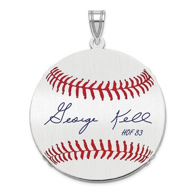 Black Bow Jewelry Sterling Silver George Kell Signature LG Enamel Baseball Pendant
