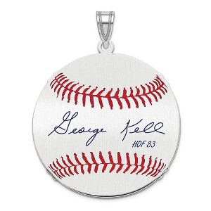 Black Bow Jewelry Sterling Silver George Kell Signature LG Enamel Baseball Pendant - 1 of 4