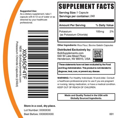BulkSupplements Potassium Chloride Capsules
