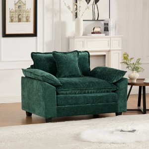KTMBDW Chenille Armchair, 46.4" Wide Accent Chairs for Living Room & Bedroom Modern Lounge Chair, Upholstered Mid-Century Single Sofa Chair - 1 of 4