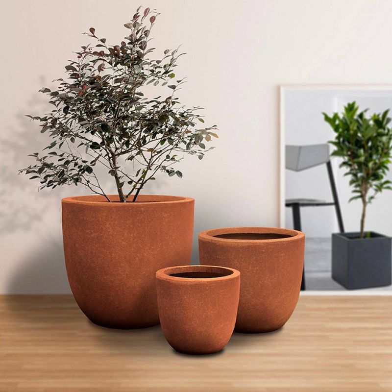 Rosemead Home &#38; Garden 3pc Kante Concrete Outdoor Planter Pots Orange 18&#34;x18&#34;x18&#34;, 4 of 9
