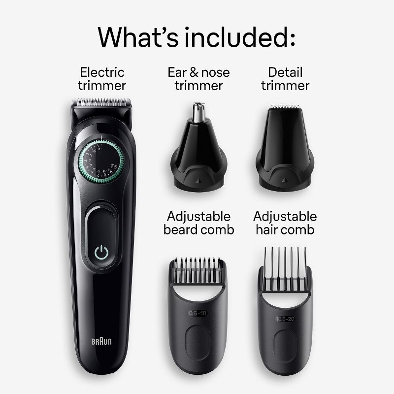 BRAUN ALL-IN-ONE STYLE KIT SERIES 3 AIO3450 MEN&#39;S RECHARGEABLE 5-IN-1 EAR &#38; NOSE, BEARD &#38; HAIR TRIMMER, 3 of 10