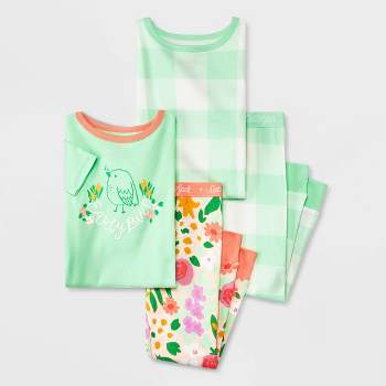 Toddler Girls' 4pc Bird & Easter Plaid Pajama Set - Cat & Jack™ Green