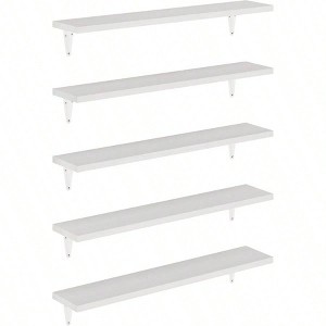 24 inch floating bathroom shelves white wall storage set of 5 kitchen bedroom living room bookshelf decor space saving - 1 of 4