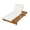 Acacia Wood Outdoor Reclining Chaise Lounge Chair Set  with More Space & Water-Resistant Cushions-- Frevyn - 3 of 4