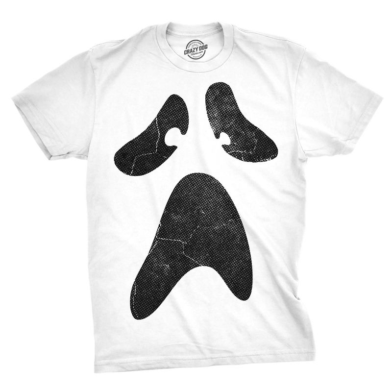 Mens Funny T Shirts Giant Ghost Face Sarcastic Halloween Graphic Novelty Tee For Men - Crazy Dog Men's T Shirt For Halloween Season White S