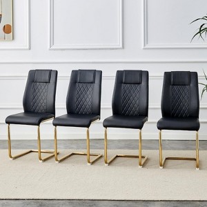 Faux Leather Dining Chairs Set of 4,Modern High Back Armless Upholstered Kitchen Chairs,Kitchen Chair with Metal Leg for Kitchen Dining Room - 1 of 4