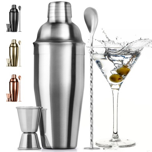 Zulay Kitchen Professional Stainless Steel Cocktail Shaker with Accessories Set - Built in Strainer Double Sided Jigger Combo Muddler Mixing Spoon - image 1 of 4