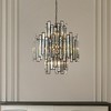 ALOADECOR Modern Glam Crystal Chandelier Luxury Unique Matte Black Hanging Pendant with Clear K9 Crystal Panel for Living Room Foyer - 3 of 4
