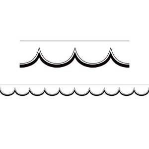 Teacher Created Resources White with Black Scalloped Die-Cut Border Trim (Pack of 6) - 1 of 1