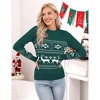 Coolmee Women's Christmas Sweater Reindeer Snowflakes Knitted Ugly Crew Neck Pullover Sweater - 3 of 4