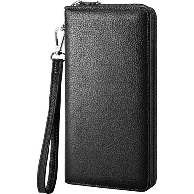 BEAFUP Women's Wallet,RFID Blocking Long Clutch Zip Around Travel Leather Purse Large Capacity Credit Card Holder With Grip Hand Strap