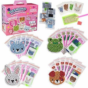 Pet Buddies Diamond Painting Kits (24ct)- Perfect Goodie Bag Party Favors for Kids Birthday Party -Animal Gem Craft Activity-Valentines Day Card Decor - 1 of 4