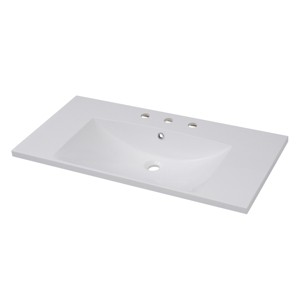ChicFurnit Bathroom Sinks Vessel Sink Rectangle Sink Vanity Sink Art Basin Undermount Bathroom Sink for Bathroom, White, 36"*18"*6.5" - 1 of 4