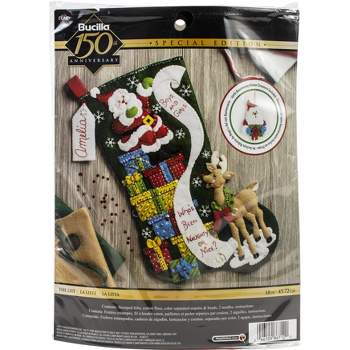 Bucilla Felt Applique DIY Christmas Stocking Kit, Christmas Hugs, 18 