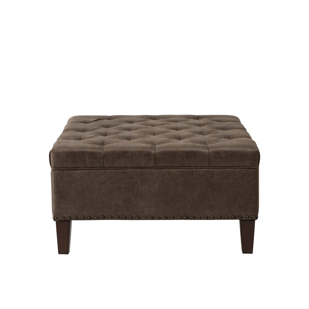 Photos - Pouffe / Bench Lindsey Tufted Square Cocktail Ottoman Brown - Madison Park