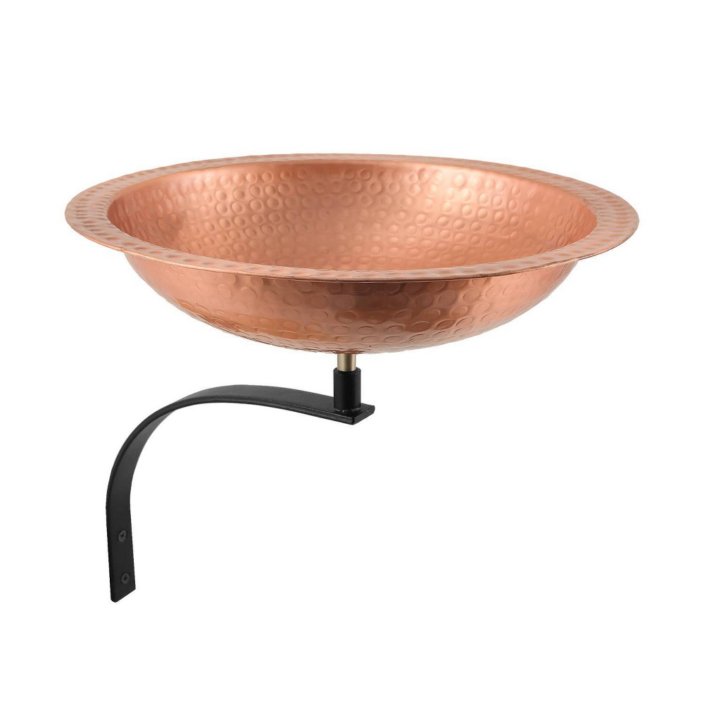 Photos - Other interior and decor 12.2" Hammered Solid Copper Birdbath with Wall Mount Bracket Satin Copper