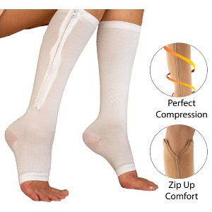5 Star Super Deals Zipper Pressure Compression Socks Open Toe Knee High Support Stockings - Easy On Off Socks Helps Leg Circulation - 1 of 4