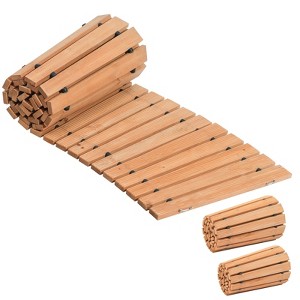 VEVOR Wooden Garden Pathway, 7 ft x 17 in, Non-Slip Curved Garden Walkway, Roll Out Cedar Outdoor Walkway Path with Wire Rope Connection, Brown - 1 of 4